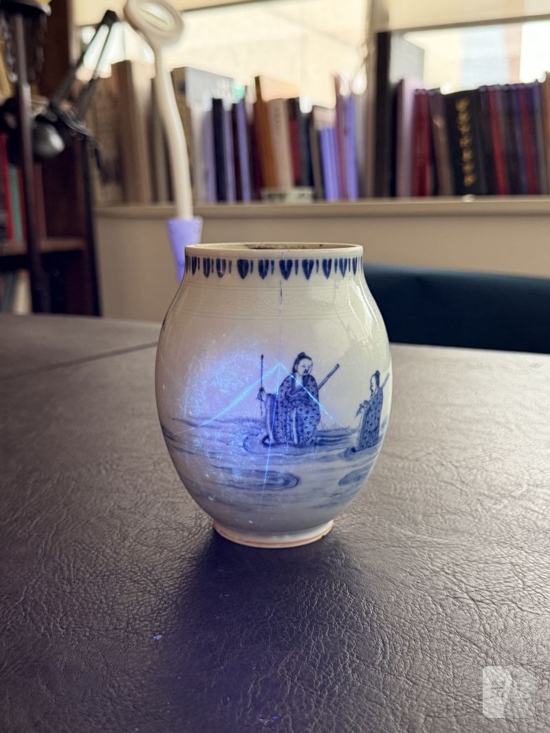 明崇祯 青花“海屋添筹”图莲子罐 - 图22